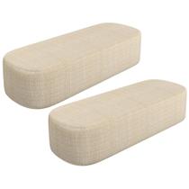 Kit 02 Puffs Decorativo Orgânico para Living Quarto 195cm Doha W01 Linho Palha - Lyam Decor Kit 02 Puffs Decorativo Orgânico para Living Quarto 195cm Doha W01 Linho Palha - Lyam Decor