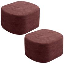 Kit 02 Puffs Decorativo Orgânico para Living Quarto 70cm Doha W01 Linho Bordô - Lyam Decor