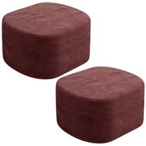 Kit 02 Puffs Decorativo Orgânico para Living Quarto 70cm Doha W01 Linho Bordô - Lyam Decor Kit 02 Puffs Decorativo Orgânico para Living Quarto 70cm Doha W01 Linho Bordô - Lyam Decor