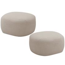 Kit 02 Puffs Decorativo Orgânico Para Sala de Estar Living Barolo L06 Bouclê Bege - Lyam Decor Kit 02 Puffs Decorativo Orgânico Para Sala de Estar Living Barolo L06 Bouclê Bege - Lyam Decor