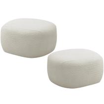 Kit 02 Puffs Decorativo Orgânico Para Sala de Estar Living Barolo L06 Bouclê Branco - Lyam Decor Kit 02 Puffs Decorativo Orgânico Para Sala de Estar Living Barolo L06 Bouclê Branco - Lyam Decor
