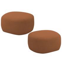Kit 02 Puffs Decorativo Orgânico Para Sala de Estar Living Barolo L06 Bouclê Terracota - Lyam Decor Kit 02 Puffs Decorativo Orgânico Para Sala de Estar Living Barolo L06 Bouclê Terracota - Lyam Decor