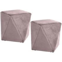 Kit 02 Puffs Decorativo Para Sala de Estar Ametista D02 Veludo Rosê C-305 - Lyam Decor Kit 02 Puffs Decorativo Para Sala de Estar Ametista D02 Veludo Rosê C-305 - Lyam Decor