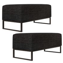 Kit 02 Puffs Decorativo Para Sala de Estar Cléo W01 Base de Ferro 90 cm Linho Chumbo - Lyam Decor Kit 02 Puffs Decorativo Para Sala de Estar Cléo W01 Base de Ferro 90 cm Linho Chumbo - Lyam Decor