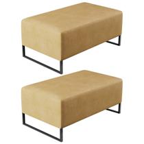 Kit 02 Puffs Decorativo Para Sala de Estar Cléo W01 Base de Ferro 90 cm material sintético Fendi - Lyam Decor Kit 02 Puffs Decorativo Para Sala de Estar Cléo W01 Base de Ferro 90 cm material sintético Fendi - Lyam Decor