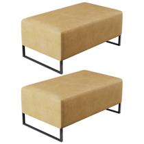 Kit 02 Puffs Decorativo Para Sala de Estar Cléo W01 Base de Ferro 90 cm material sintético Fendi - Lyam Decor Kit 02 Puffs Decorativo Para Sala de Estar Cléo W01 Base de Ferro 90 cm material sintético Fendi - Lyam Decor