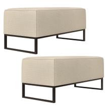Kit 02 Puffs Decorativo Para Sala de Estar Cléo W01 Base Ferro 90 cm Linho Champagne - Lyam Decor Kit 02 Puffs Decorativo Para Sala de Estar Cléo W01 Base Ferro 90 cm Linho Champagne - Lyam Decor