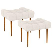 Kit 02 Puffs Decorativo Para Sala De Estar Requinte L02 Linho Cru - Lyam Decor