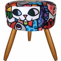 Kit 02 Puffs Decorativo Pés Palito Suede Romero Brito Kit 02 Puffs Decorativo Pés Palito Suede Romero Brito