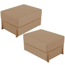 Kit 02 Puffs Decorativo Retangular Para Sala de Estar Domus L02 Linho Bege Escuro - Lyam Decor Kit 02 Puffs Decorativo Retangular Para Sala de Estar Domus L02 Linho Bege Escuro - Lyam Decor