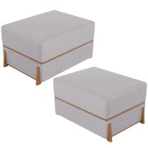 Kit 02 Puffs Decorativo Retangular Para Sala de Estar Domus L02 Linho Cinza - Lyam Decor Kit 02 Puffs Decorativo Retangular Para Sala de Estar Domus L02 Linho Cinza - Lyam Decor