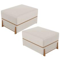 Kit 02 Puffs Decorativo Retangular Para Sala de Estar Domus L02 Linho Cru - Lyam Decor Kit 02 Puffs Decorativo Retangular Para Sala de Estar Domus L02 Linho Cru - Lyam Decor