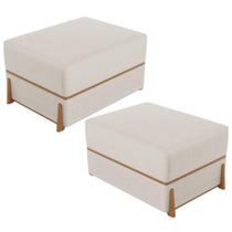 Kit 02 Puffs Decorativo Retangular Para Sala de Estar Domus L02 Linho Cru - Lyam Decor Kit 02 Puffs Decorativo Retangular Para Sala de Estar Domus L02 Linho Cru - Lyam Decor