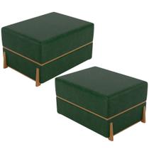 Kit 02 Puffs Decorativo Retangular Para Sala de Estar Domus L02 material sintético Verde Musgo - Lyam Decor Kit 02 Puffs Decorativo Retangular Para Sala de Estar Domus L02 material sintético Verde Musgo - Lyam Decor