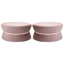 Kit 02 Puffs Decorativo Sala de Estar 95cm Dhaka Veludo Rosê G15 - Gran Belo Kit 02 Puffs Decorativo Sala de Estar 95cm Dhaka Veludo Rosê G15 - Gran Belo