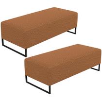 Kit 02 Puffs Decorativo Sala de Estar Bali W01 Base Ferro 120x50 cm Bouclê Terracota - Lyam Decor Kit 02 Puffs Decorativo Sala de Estar Bali W01 Base Ferro 120x50 cm Bouclê Terracota - Lyam Decor
