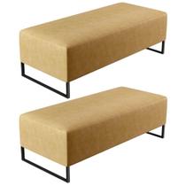 Kit 02 Puffs Decorativo Sala de Estar Bali W01 Base Ferro 120x50 cm material sintético Fendi - Lyam Decor