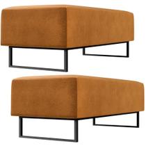 Kit 02 Puffs Decorativo Sala de Estar Bali W01 Base Ferro 120x50 cm Sintético Whisky - Lyam Decor Kit 02 Puffs Decorativo Sala de Estar Bali W01 Base Ferro 120x50 cm Sintético Whisky - Lyam Decor