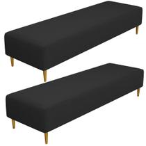 Kit 02 Puffs Decorativo Sala de Estar Bali W01 Pés Palito 170x60cm Bouclê Preto - Lyam Decor Kit 02 Puffs Decorativo Sala de Estar Bali W01 Pés Palito 170x60cm Bouclê Preto - Lyam Decor