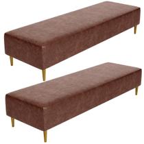 Kit 02 Puffs Decorativo Sala de Estar Bali W01 Pés Palito 170x60cm material sintético Marrom - Lyam Decor Kit 02 Puffs Decorativo Sala de Estar Bali W01 Pés Palito 170x60cm material sintético Marrom - Lyam Decor