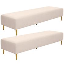 Kit 02 Puffs Decorativo Sala de Estar Bali W01 Pés Palito 190x60cm Suede Bege - Lyam Decor Kit 02 Puffs Decorativo Sala de Estar Bali W01 Pés Palito 190x60cm Suede Bege - Lyam Decor