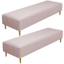 Kit 02 Puffs Decorativo Sala de Estar Bali W01 Pés Palito 210x60cm Bouclê Rosê - Lyam Decor