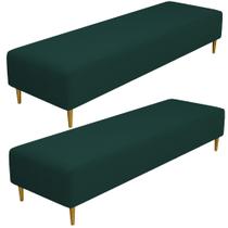 Kit 02 Puffs Decorativo Sala de Estar Bali W01 Pés Palito 210x60cm Bouclê Verde - Lyam Decor