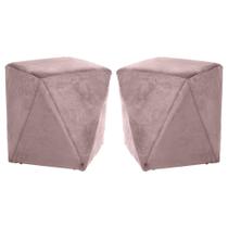 Kit 02 Puffs Decorativo Sala de Estar Blois Veludo Rosê G15 - Gran Belo Kit 02 Puffs Decorativo Sala de Estar Blois Veludo Rosê G15 - Gran Belo