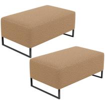Kit 02 Puffs Decorativo Sala De Estar Cléo 90cm Base De Ferro Preto W01 Bouclê Mostarda - Lyam Decor Kit 02 Puffs Decorativo Sala De Estar Cléo 90cm Base De Ferro Preto W01 Bouclê Mostarda - Lyam Decor