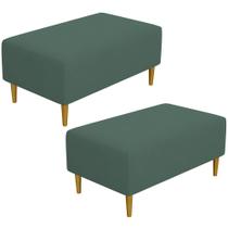 Kit 02 Puffs Decorativo Sala de Estar Cléo Pés Palito 90 cm Suede Verde Musgo - Lyam Decor Kit 02 Puffs Decorativo Sala de Estar Cléo Pés Palito 90 cm Suede Verde Musgo - Lyam Decor
