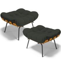 Kit 02 Puffs Decorativos Costela L02 Linho Verde - Lyam Decor Kit 02 Puffs Decorativos Costela L02 Linho Verde - Lyam Decor