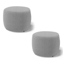 Kit 02 Puffs Decorativos Living Aisha Orgânico Redondo Bouclê Cinza Claro - Desk Design Kit 02 Puffs Decorativos Living Aisha Orgânico Redondo Bouclê Cinza Claro - Desk Design