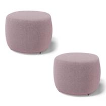 Kit 02 Puffs Decorativos Living Aisha Orgânico Redondo Bouclê Rosê - Desk Design