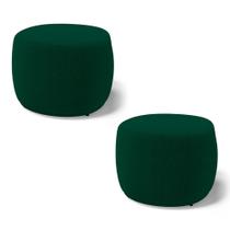 Kit 02 Puffs Decorativos Living Aisha Orgânico Redondo Bouclê Verde - Desk Design Kit 02 Puffs Decorativos Living Aisha Orgânico Redondo Bouclê Verde - Desk Design