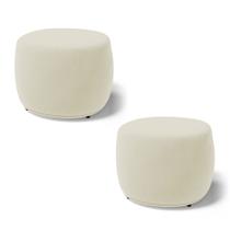 Kit 02 Puffs Decorativos Living Aisha Orgânico Redondo Suede Bege Claro - Abmaza Kit 02 Puffs Decorativos Living Aisha Orgânico Redondo Suede Bege Claro - Abmaza