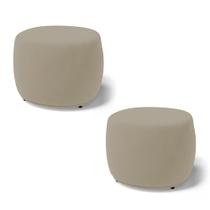 Kit 02 Puffs Decorativos Living Aisha Orgânico Redondo Suede Bege - Desk Design