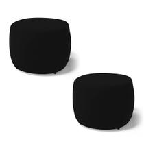 Kit 02 Puffs Decorativos Living Aisha Orgânico Redondo Suede Preto - Abmaza Kit 02 Puffs Decorativos Living Aisha Orgânico Redondo Suede Preto - Abmaza