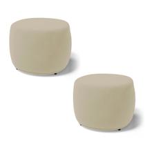 Kit 02 Puffs Decorativos Living Aisha Orgânico Redondo Veludo Bege - Desk Design Kit 02 Puffs Decorativos Living Aisha Orgânico Redondo Veludo Bege - Desk Design