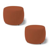 Kit 02 Puffs Decorativos Living Aisha Orgânico Redondo Veludo Terracota - Desk Design Kit 02 Puffs Decorativos Living Aisha Orgânico Redondo Veludo Terracota - Desk Design