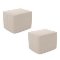 Kit 02 Puffs Decorativos Living Yumi Retangular 60cm Bouclê Bege - Desk Design