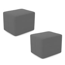 Kit 02 Puffs Decorativos Living Yumi Retangular 60cm Bouclê Cinza Escuro - Desk Design Kit 02 Puffs Decorativos Living Yumi Retangular 60cm Bouclê Cinza Escuro - Desk Design