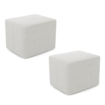 Kit 02 Puffs Decorativos Living Yumi Retangular 60cm Bouclê Off White - Desk Design Kit 02 Puffs Decorativos Living Yumi Retangular 60cm Bouclê Off White - Desk Design