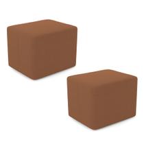 Kit 02 Puffs Decorativos Living Yumi Retangular 60cm Bouclê Terracota - Desk Design