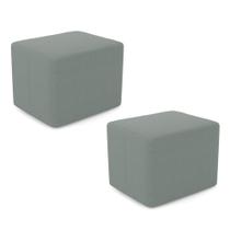 Kit 02 Puffs Decorativos Living Yumi Retangular 60cm Bouclê Verde Menta - Desk Design