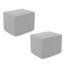 Kit 02 Puffs Decorativos Living Yumi Retangular 60cm Cinza Claro - Desk Design Kit 02 Puffs Decorativos Living Yumi Retangular 60cm Cinza Claro - Desk Design