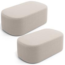 Kit 02 Puffs Decorativos Orgânico para Living Quarto 100cm Doha W01 Bouclê Creme - Lyam Decor