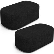 Kit 02 Puffs Decorativos Orgânico Para Living Quarto 100cm Doha W01 Linho Chumbo - Lyam Decor Kit 02 Puffs Decorativos Orgânico Para Living Quarto 100cm Doha W01 Linho Chumbo - Lyam Decor