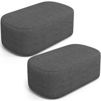 Kit 02 Puffs Decorativos Orgânico para Living Quarto 100cm Doha W01 Linho Cinza Escuro - Lyam Decor Kit 02 Puffs Decorativos Orgânico para Living Quarto 100cm Doha W01 Linho Cinza Escuro - Lyam Decor