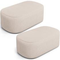 Kit 02 Puffs Decorativos Orgânico para Living Quarto 100cm Doha W01 Linho Cru - Lyam Decor Kit 02 Puffs Decorativos Orgânico para Living Quarto 100cm Doha W01 Linho Cru - Lyam Decor