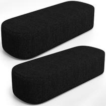 Kit 02 Puffs Decorativos Orgânico Para Living Quarto 160cm Doha W01 Linho Chumbo - Lyam Decor Kit 02 Puffs Decorativos Orgânico Para Living Quarto 160cm Doha W01 Linho Chumbo - Lyam Decor